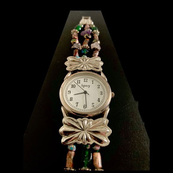 Legacy Quartz Silver Multi Color Beaded Band Watch - Picture 3 of 4